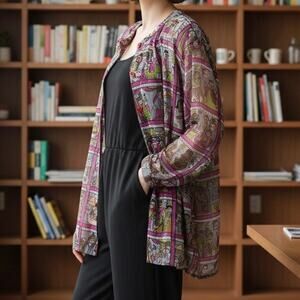 Vintage Ashro Long sleeve button down Tunic length
size med oversized